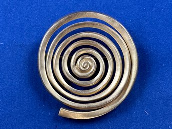 Modern Museum Of Art, Gold Satin Swirl Pin Brooch