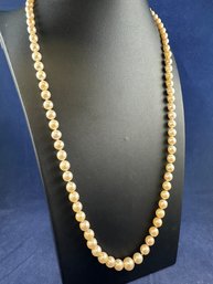 14K White Gold Clasp, Graduated Pearl Neclace, 26' Knotted Between Each Pearl