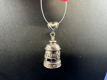 Sterling Silver Mother Bell Pendant, Marked J.J. DV