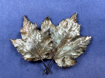 Natures Creations Jewelry, Copper Oak Leaves Brown Red, Pin, Rockville MD, Signed