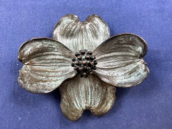 Natures Creations Jewelry, Copper Dogwood Leaf Pin, Rockville MD, Signed