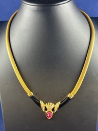 Vintiage Christian Dior Gold Plated Pink Stone Necklace, With Extenders