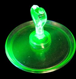 Vintage Green  Depression Glass Heart Trinket Uranium Vaseline Candy Dish Tray