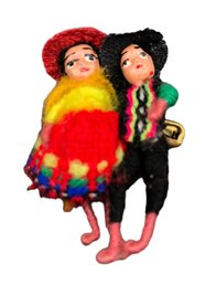 Handmade Peruvian Pin, Colorful, Couple , Worry Dolls