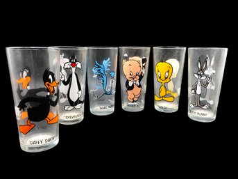 Collectible Rare 1973 Looney Tunes 6.5' Glasses Set Of 6