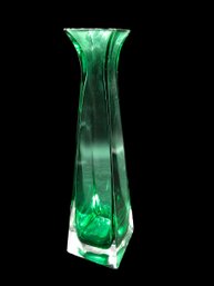 GORGEOUS, 24percent  Lead Crystal Green Vase, Made In Italy By Royal Gallery