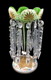 Stunning High Quality  Antique Bohemian Moser Green Overlay Glass Lustre
