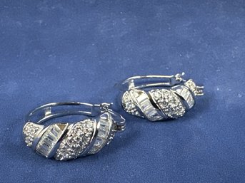 Sterling Silver Bella Luce Diamond Simulant Earrings, New In Bag