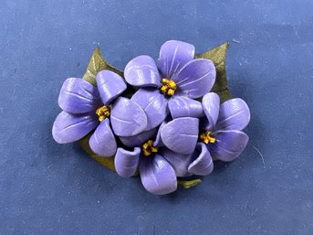 Hinterland Handcrafters, Large Purple Violets, Bancroft Canada Leather Pin Brooch