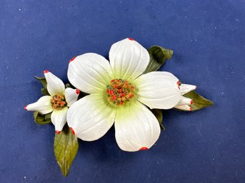 Hinterland Handcrafters, White Dogwood Pin, Bancroft Canada Leather Pin Brooch