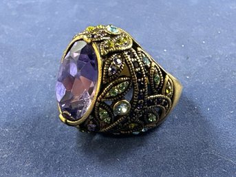 Heidi Daus Designer Ring, Amethyst Cocktail Ring, Size 7
