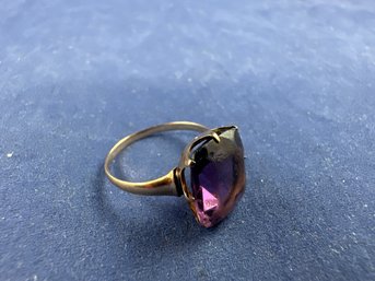 10K Yellow Gold And Amethyst Ring, Size 6.25