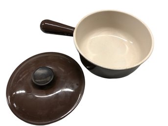 Le Creuset #18 Brown Cast Iron Enamel Pot & Lid Hollow Handle Saucepan