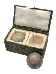Vintage Asian Hand Massage Marble Balls In Padded Box