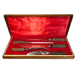 Boxed Carving Set With Stag Horn Handles By Lewis Rose And Co.LTD.