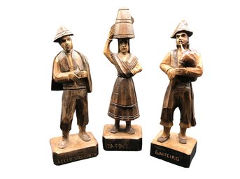 Lot Of Three(3) Spanish-labeled Wooden Statuettes