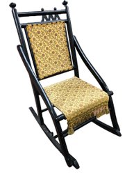 Vintage Hunzinger-style Wood Cloth Lounge Rocking Chair