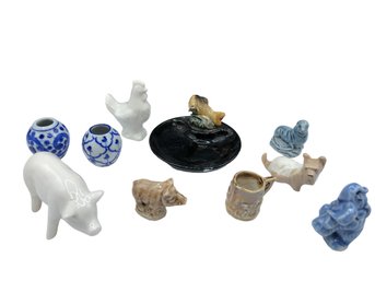 Lot Of Ten(10) Mini Ceramic Figurines
