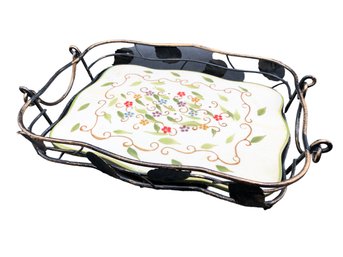 TEMPTATIONS Old World Casserole Dish 11x8 With Wire Rack And Trivet