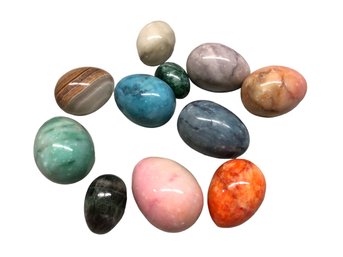 Lot Of Multicolor, Multiple Sized, High Polished Stones, Egg Shape