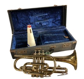 Rare Antique Continental Colonial Cornet Trumpet Horn Case