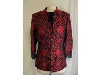 Jing Hui Yi Zu, 100 Red And Black Silk With Cloisonn Buttons, Size Large