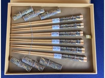 Boxed Set Of 6 Chopsticks And Rests - Tunhong Arts & Crafts