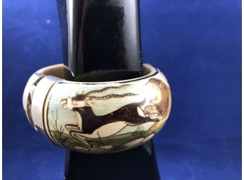 #2 Vintage Hinged With Pin Bone Bangle With Beautiful Artwork