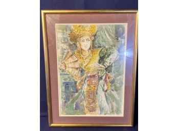 Stunning Original Watercolor, Bali Dancer, Signed