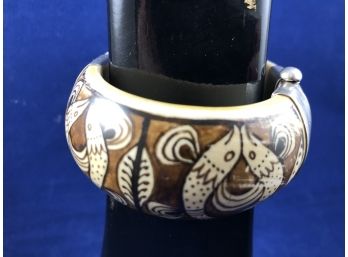 #1 Vintage Hinged With Pin Bone Bangle With Beautiful Artwork