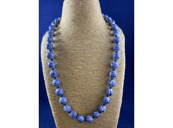 Ceramic Blue And White Beads And Knots In-between