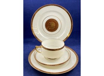 Asian Tea Cup Set Gold And White, Very Thin And Delicate