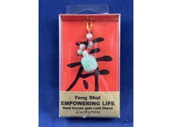 Feng Shui - Empowering Life Hand Carved Jade Luck Charm, New In Box