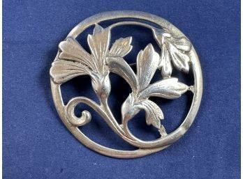 Sterling Silver Vintage Floral Pin Brooch Mid Century Modern
