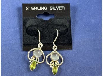 Sterling Silver Moonstone And Peridot Earrings