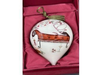 Ne'Qwa Art Cat Ornament - Reverse Painting On Blown Glass Ornamnet, Signed Clare Mackie, New In Box