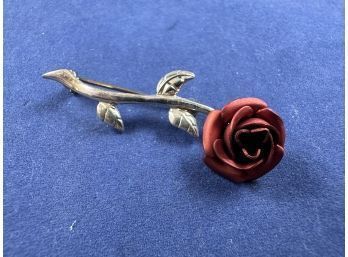Vintage Sterling Silver Rose Pin Brooch