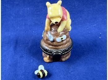 Disney Winnie The Pooh Minuture Limoge Style Box With Bee Inside
