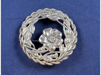 Sterling Silver Vintage Floral Pin Brooch