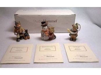 Set Of 3, 2000 Goebel Studio Hummel Set 13 96047 Christmas Ornaments In Original Box