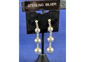 Sterling Silver High Polish Ball Dangle Earrings