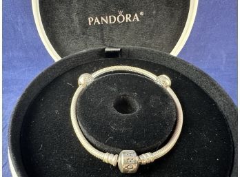 New In Box Pandora Bracelet With Star Dividers, 7.25'