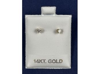 14K Yellow Gold Diamond Stud Earrings, 3.1mm