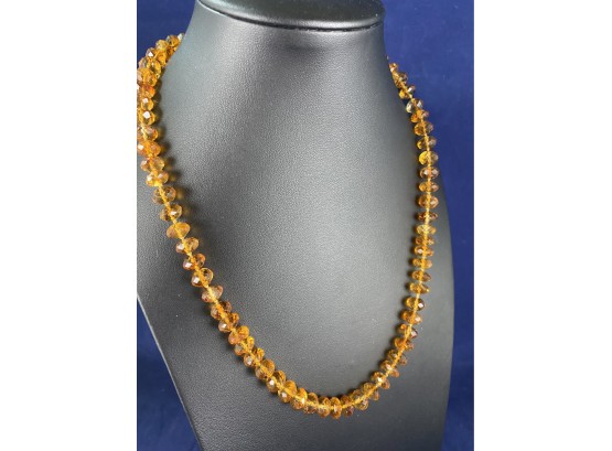 14K Yellow Gold Clasp Faceted Citrine Stones, 18'
