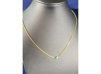 Gold Over Sterling Baublebar, Blue Topaz Necklace , 16-19' Adjustable