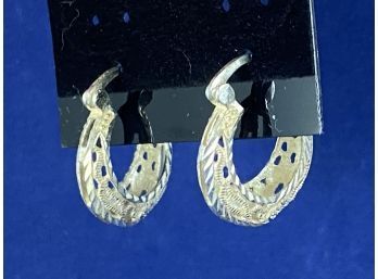 Diamond Cut Sterling Silver Hoop Earrings
