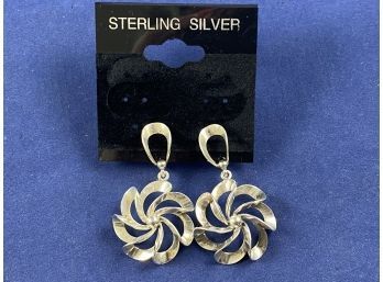 Sterling Silver Floral Twist On Earrings