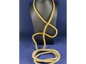 Pair Of Vintage Bendable Snake Wrap Necklace, Gold Tone And Silver Tone, 40'