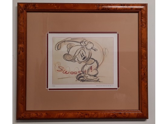 Antique 1941 Sketch Drawing Of Mickey Mouse Golfing