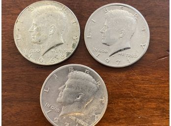 Lot Of 3 Kennedy Half Dollars, 1966 & 1971